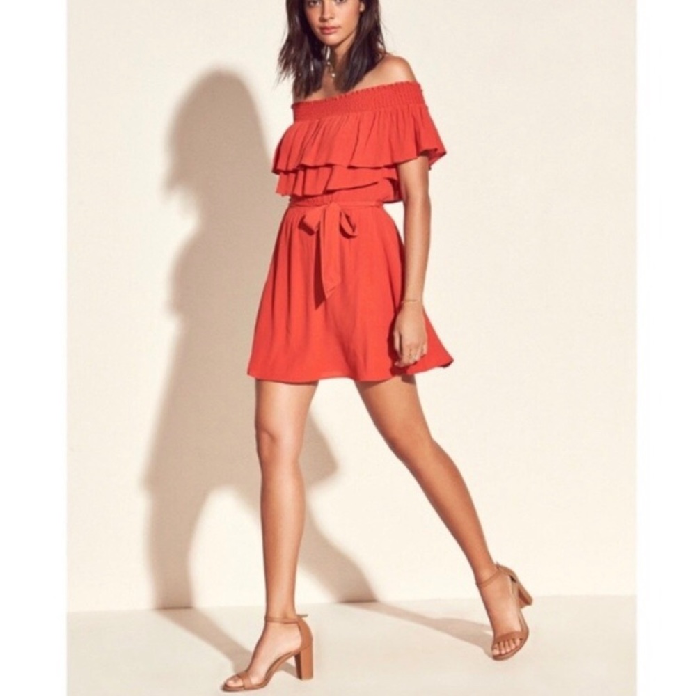 Lovers + Friends off the shoulder ruffle dress